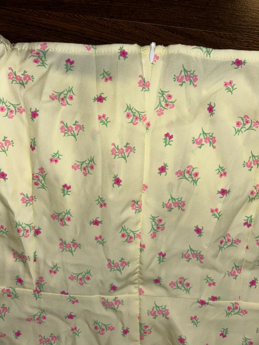 Pale Yellow Floral Puff Sleeve Sun Dress - Picture 4 of 4